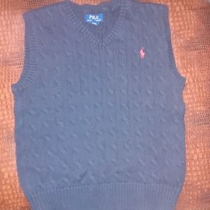 Polo Ralph Lauren navy blue cotton sweater vest size medium 10-12